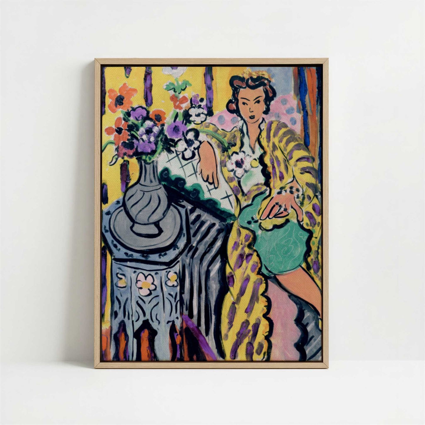 Framed Canvas - Framed canvas in oak color frame