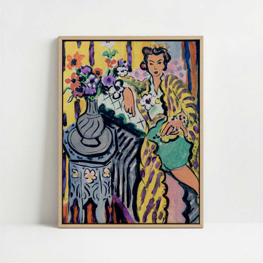 Framed Canvas - Framed canvas in oak color frame