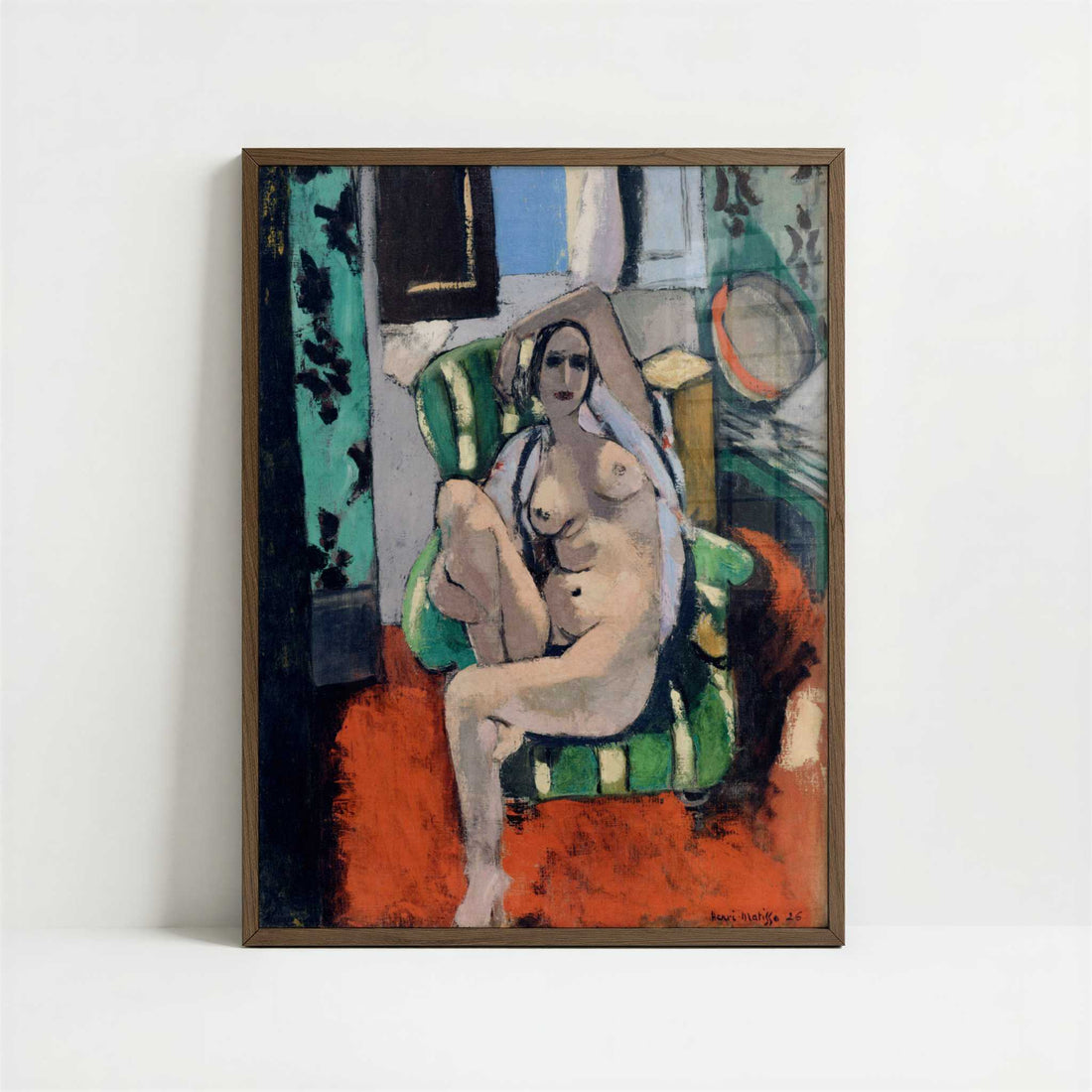 Odalisque with a Tambourine (1925-26) by Henri Matisse – Art Print - Art print in dark wood frame
