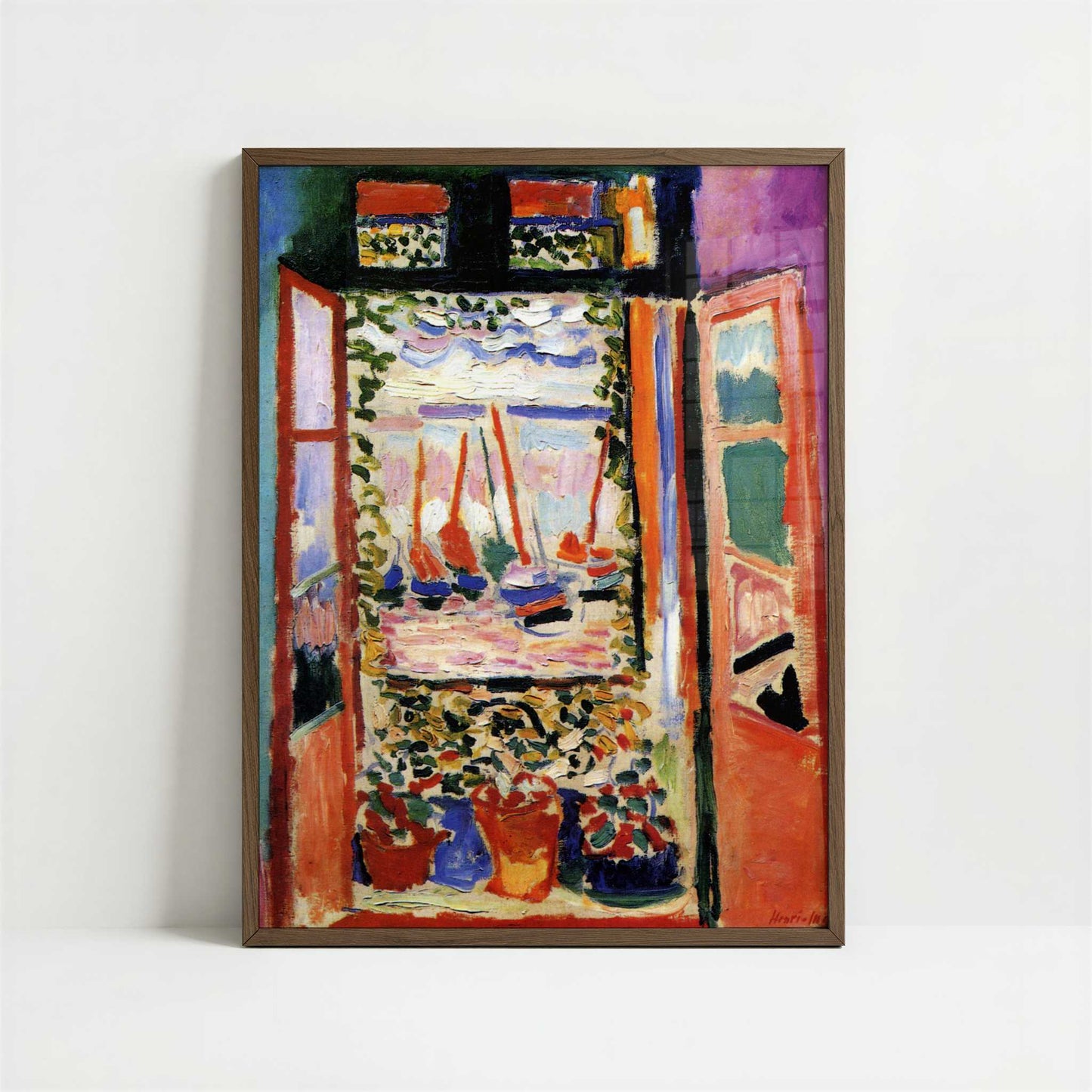Open Window, Collioure (1905) by Henri Matisse – Art Print - Art print in dark wood frame