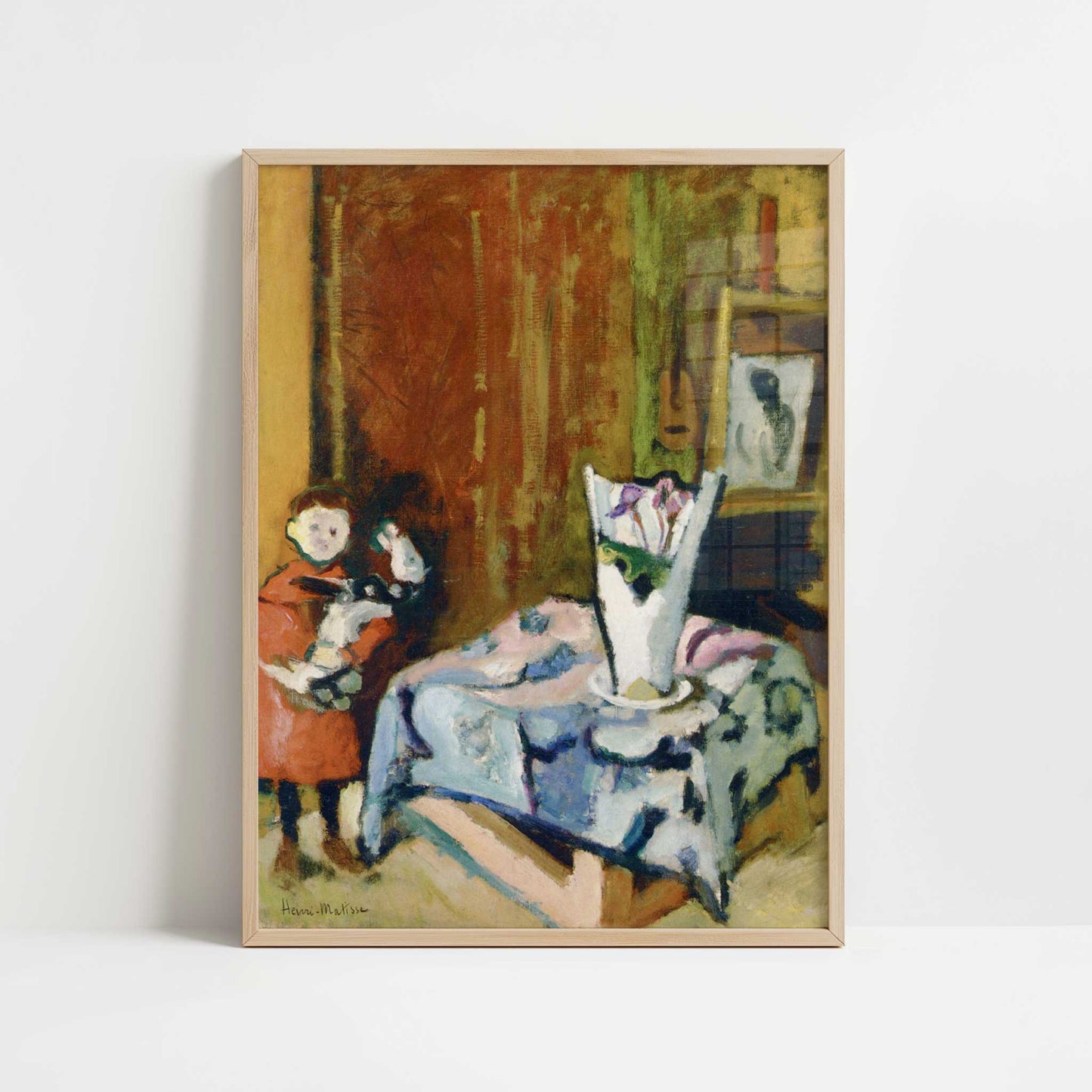 Pierre Matisse with Bidouille (1904) by Henri Matisse – Art Print - Art print in oak frame