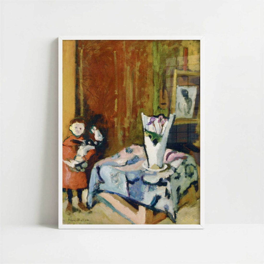 Pierre Matisse with Bidouille (1904) by Henri Matisse – Art Print - Art print in white frame