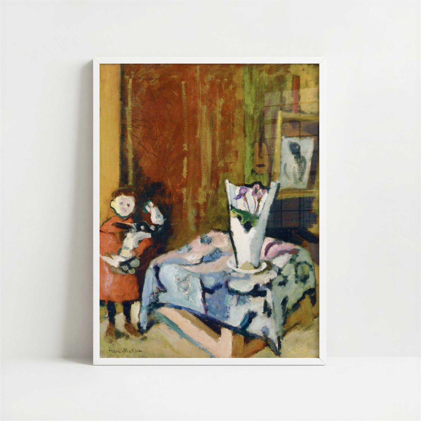 Pierre Matisse with Bidouille (1904) by Henri Matisse – Art Print - Art print in white frame