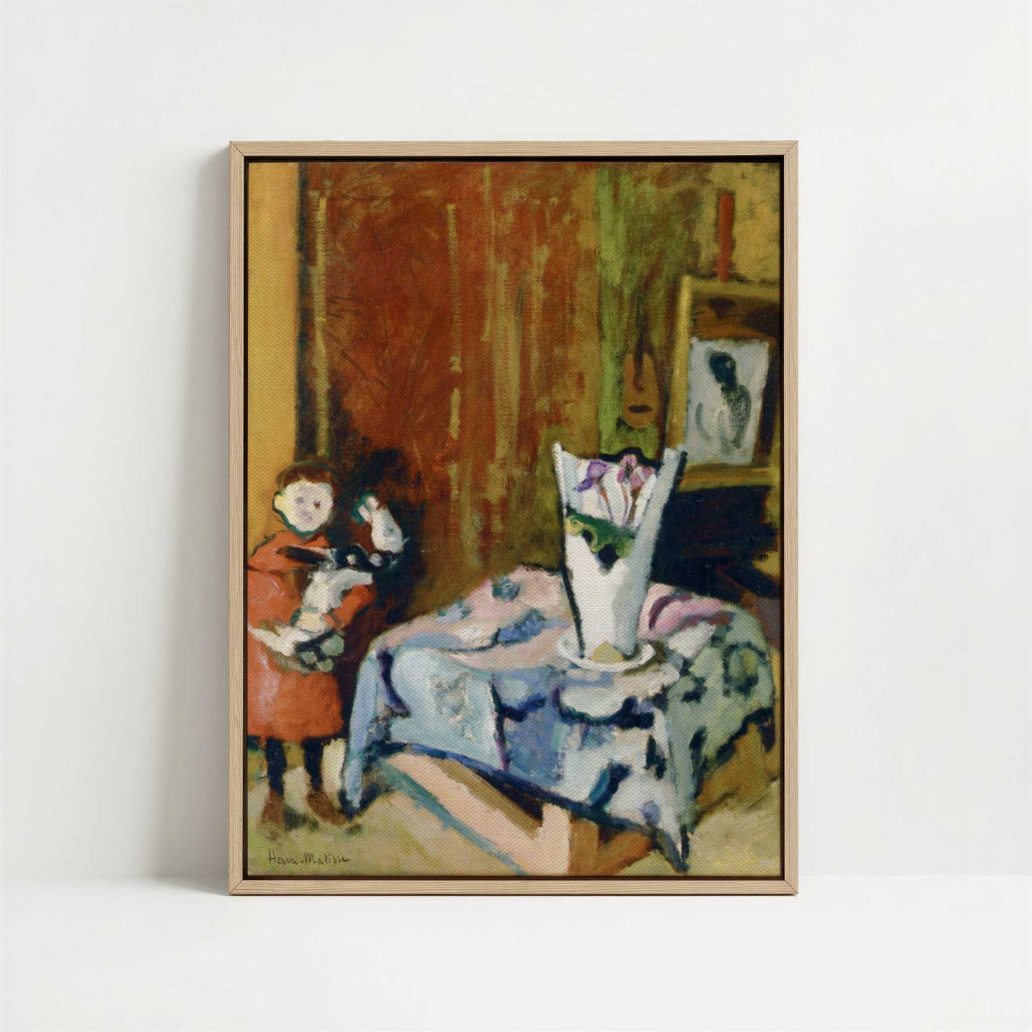 Framed Canvas - Framed canvas in oak color frame