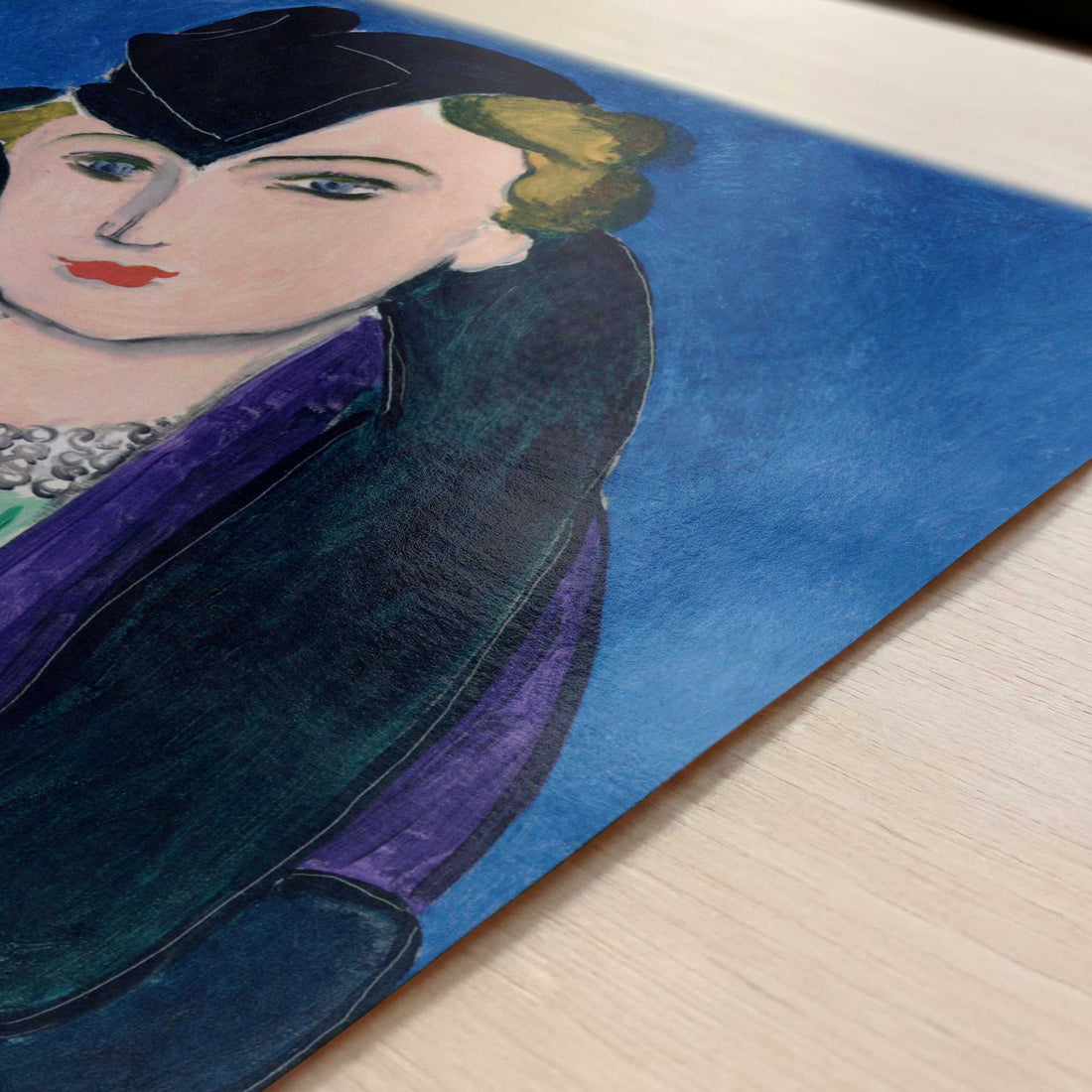 Portrait in a Blue Coat (1935) by Henri Matisse – Art Print - Close-up detail of the art print