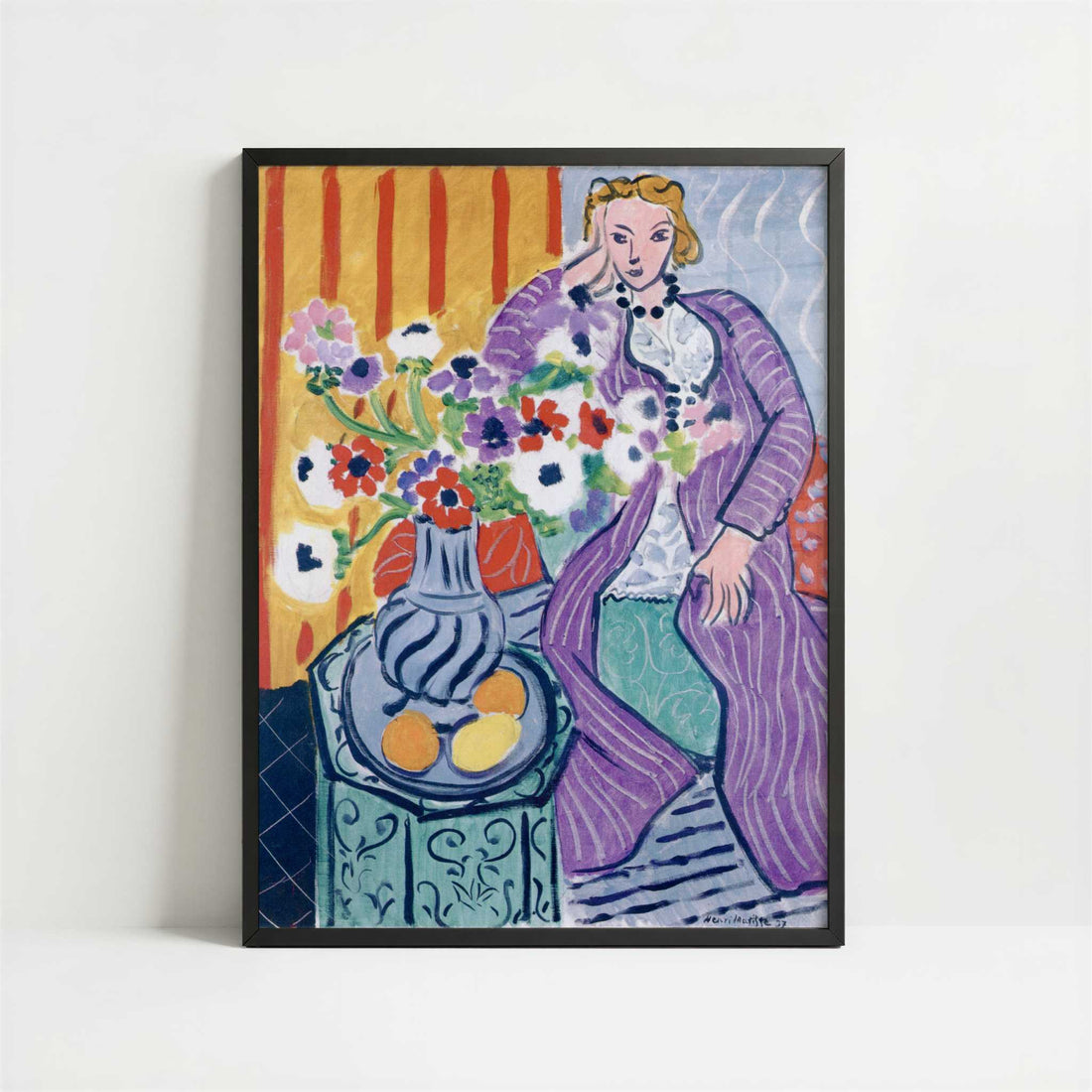 Purple Robe and Anemones (1937) by Henri Matisse – Art Print - Art print in black frame