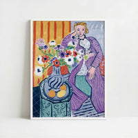 Purple Robe and Anemones (1937) by Henri Matisse – Art Print - Art print in white frame