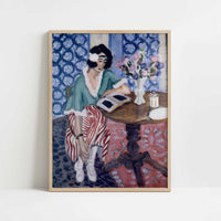 Reading Woman at a Table (1921) by Henri Matisse – Art Print - Art print in oak frame