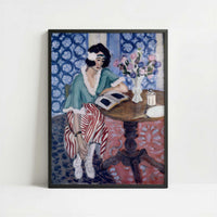 Reading Woman at a Table (1921) by Henri Matisse – Art Print - Art print in black frame