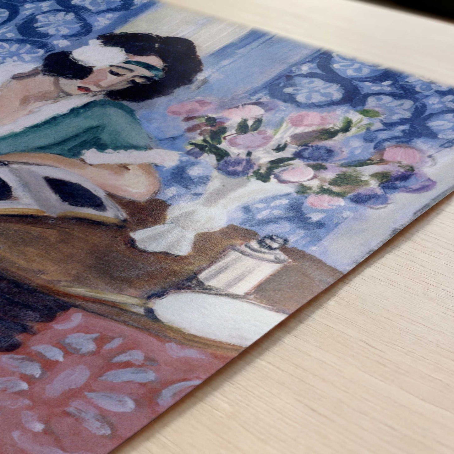 Reading Woman at a Table (1921) by Henri Matisse – Art Print - Close-up detail of the art print