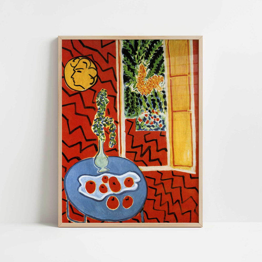 Red Interior, Still Life on Blue Table (1947) by Henri Matisse – Art Print - Art print in oak frame
