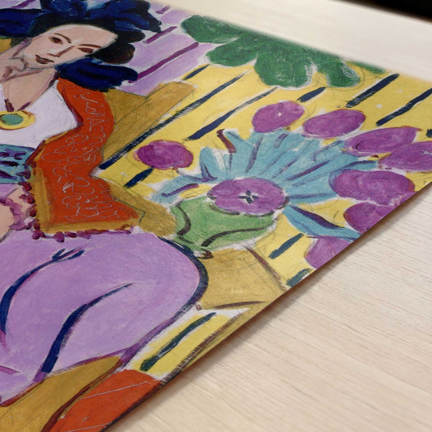 Red Robe & Violet Tulips (1937) by Henri Matisse – Art Print - Close-up detail of the art print