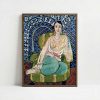 Seated Odalisque (1926) by Henri Matisse – Art Print - Art print in dark wood frame