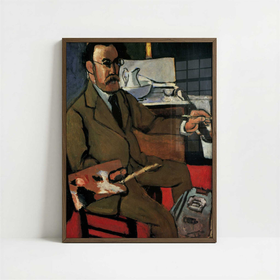 Self-portrait (1918) by Henri Matisse – Art Print - Art print in dark wood frame