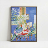 Small Interior in Blue (1947) by Henri Matisse – Art Print - Art print in dark wood frame