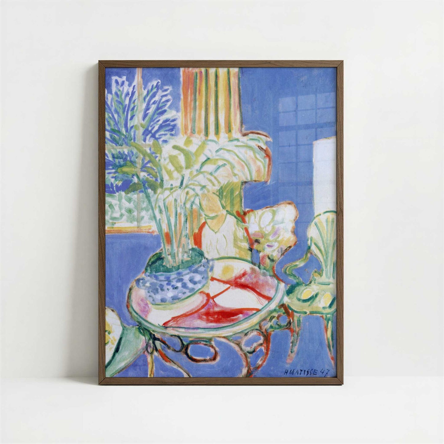 Small Interior in Blue (1947) by Henri Matisse – Art Print - Art print in dark wood frame