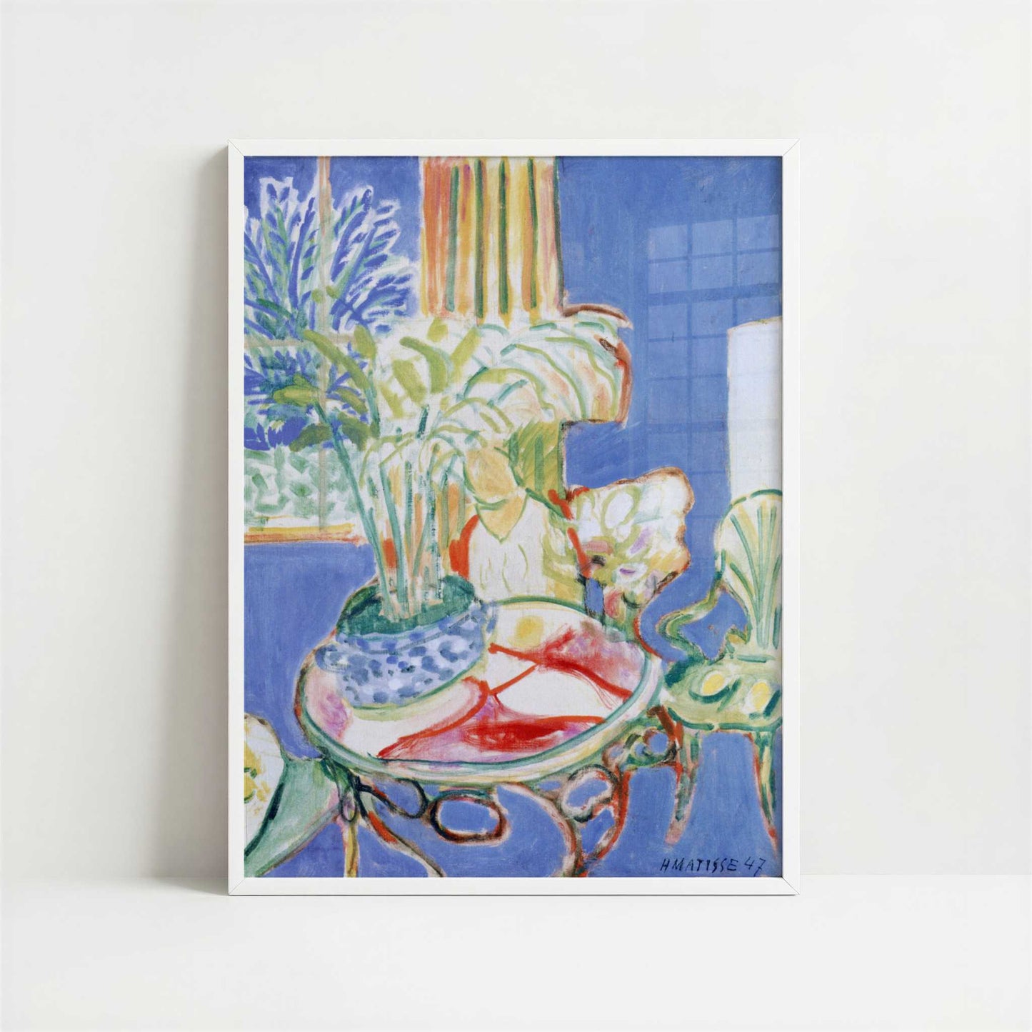 Small Interior in Blue (1947) by Henri Matisse – Art Print - Art print in white frame