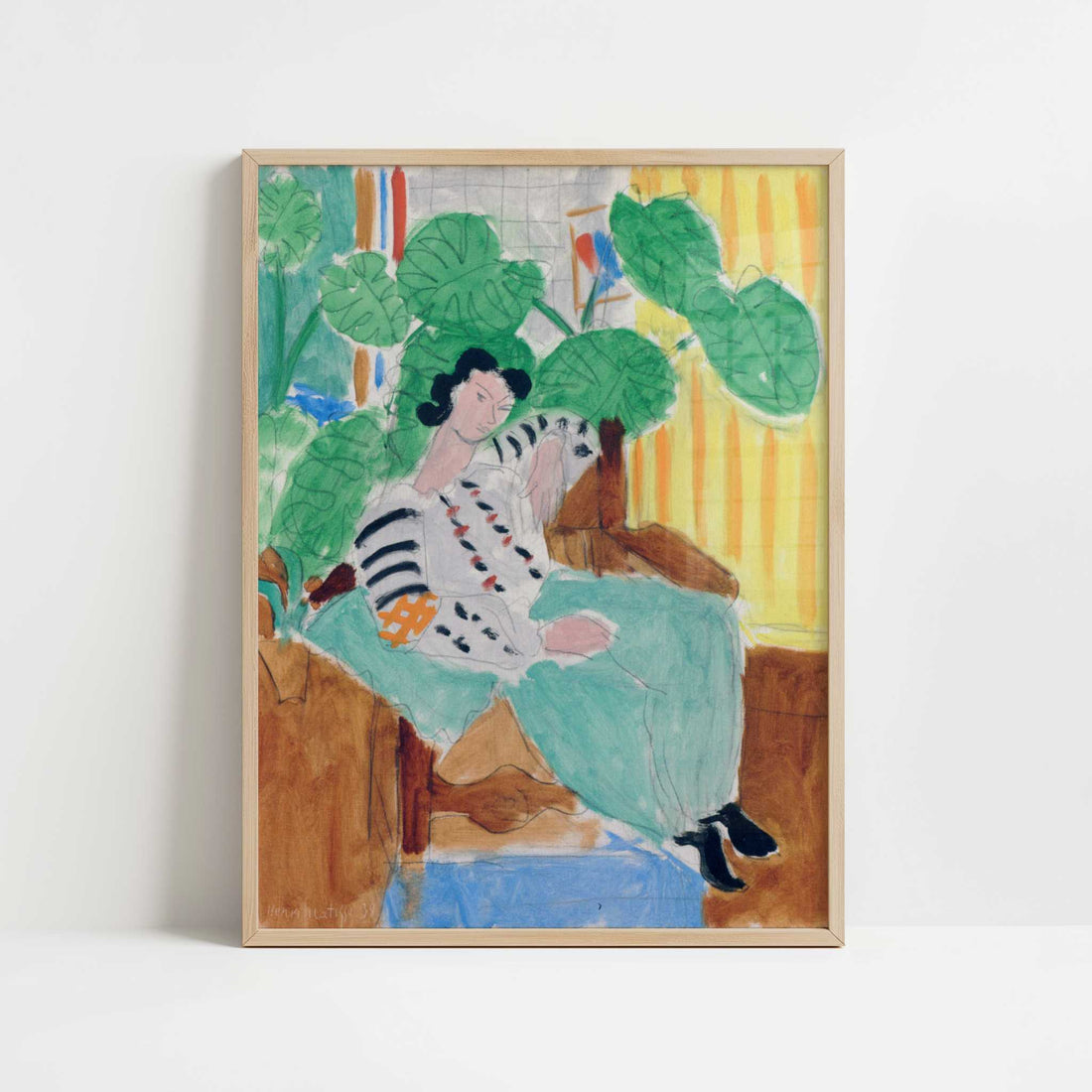 Small Romanian Blouse with Foliage (1938) by Henri Matisse – Art Print - Art print in oak frame