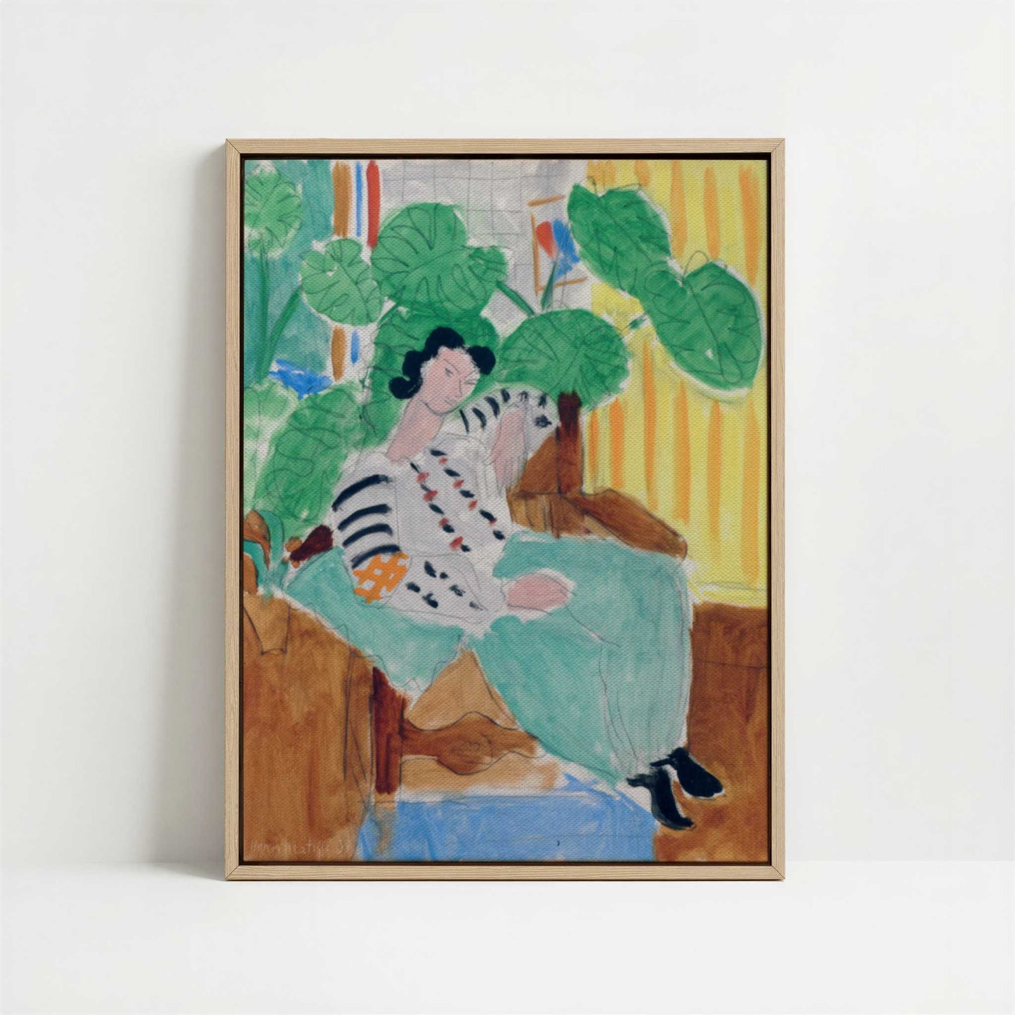 Framed Canvas - Framed canvas in oak color frame