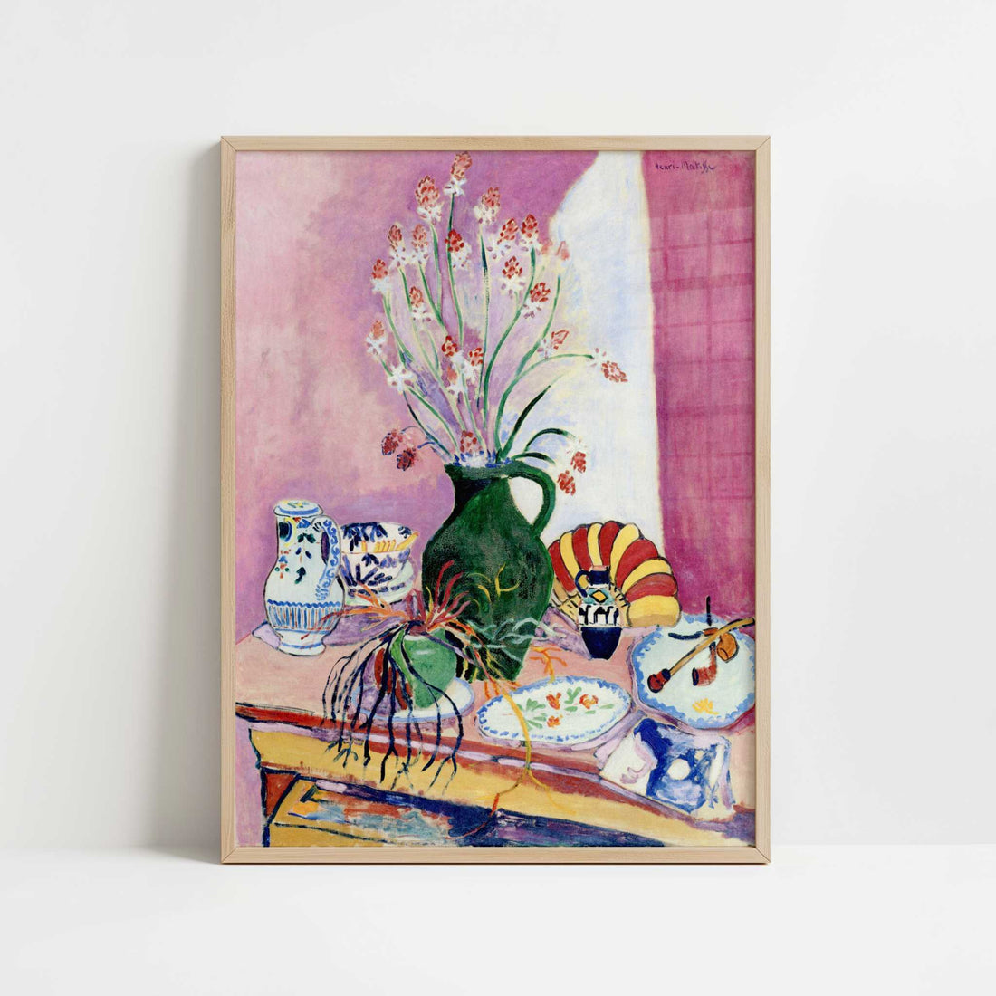 Still Life with Asphodels (1907) by Henri Matisse – Art Print - Art print in oak frame