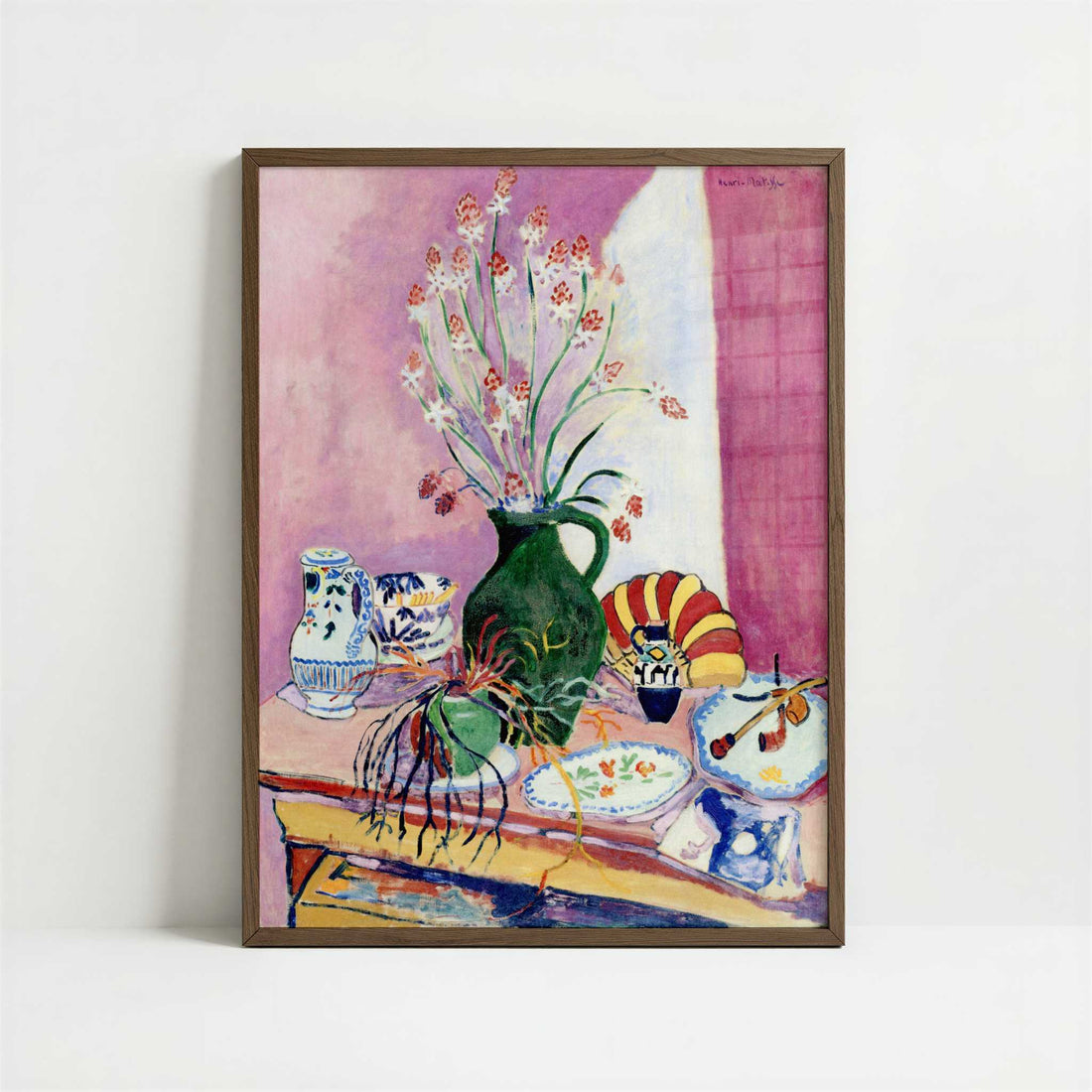 Still Life with Asphodels (1907) by Henri Matisse – Art Print - Art print in dark wood frame
