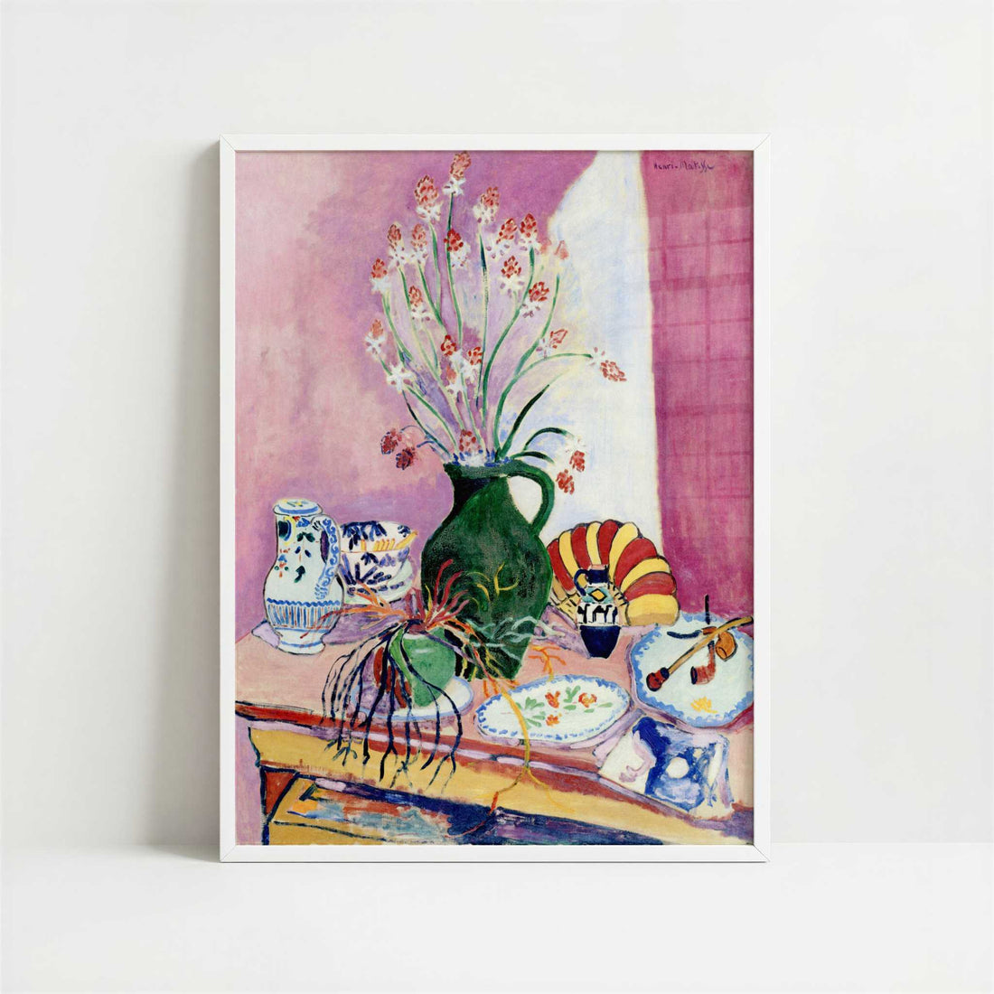 Still Life with Asphodels (1907) by Henri Matisse – Art Print - Art print in white frame