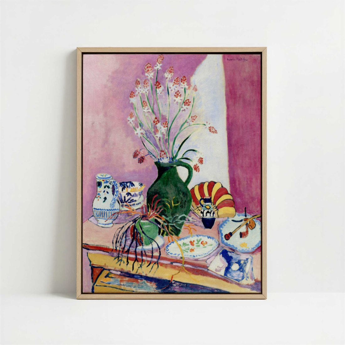 Framed Canvas - Framed canvas in oak color frame