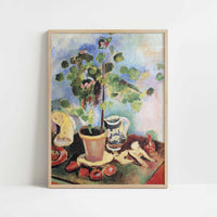 Still Life with Geranium & Fruit (1907) by Henri Matisse – Art Print - Art print in oak frame