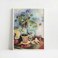 Still Life with Geranium & Fruit (1907) by Henri Matisse – Art Print - Art print in white frame