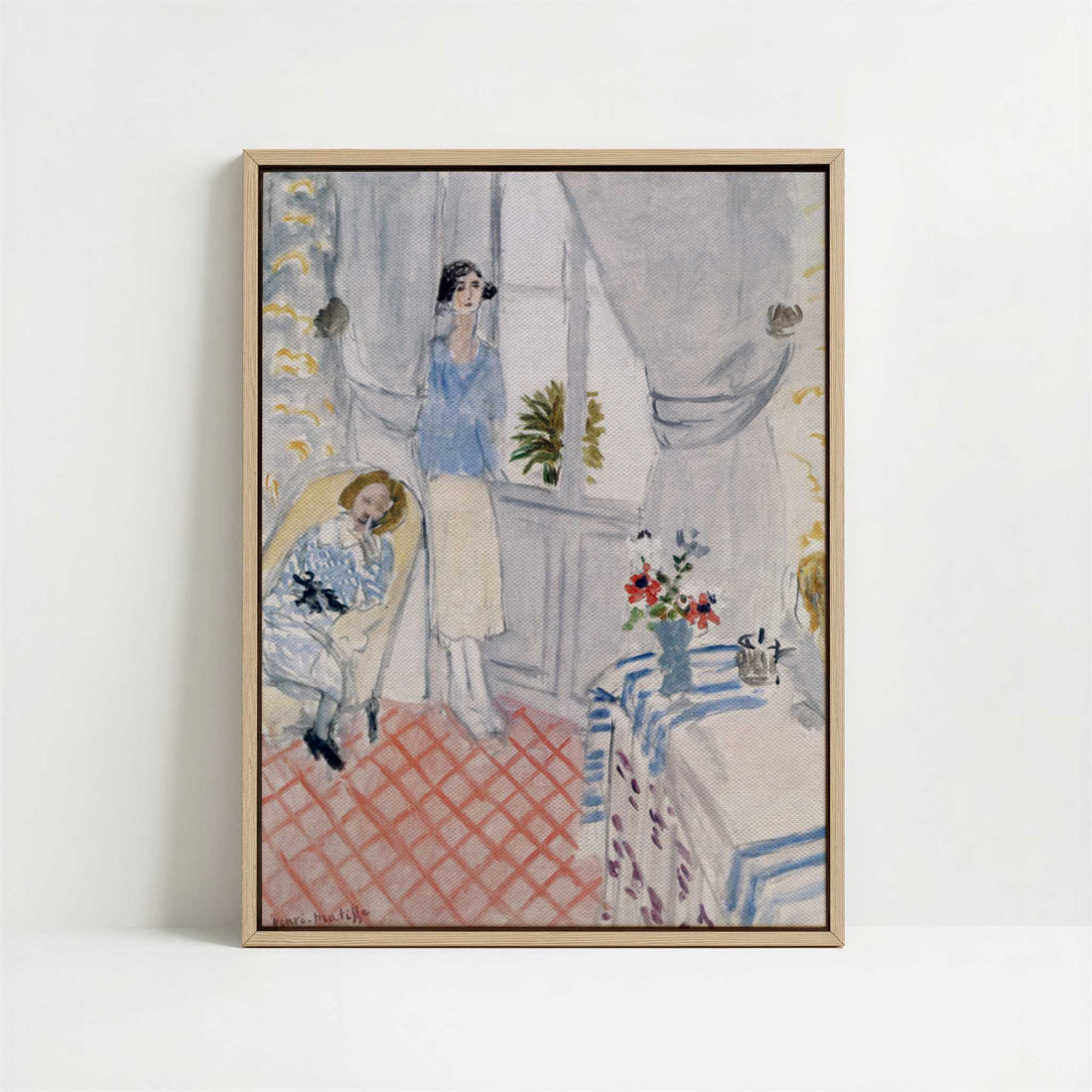 Framed Canvas - Framed canvas in oak color frame