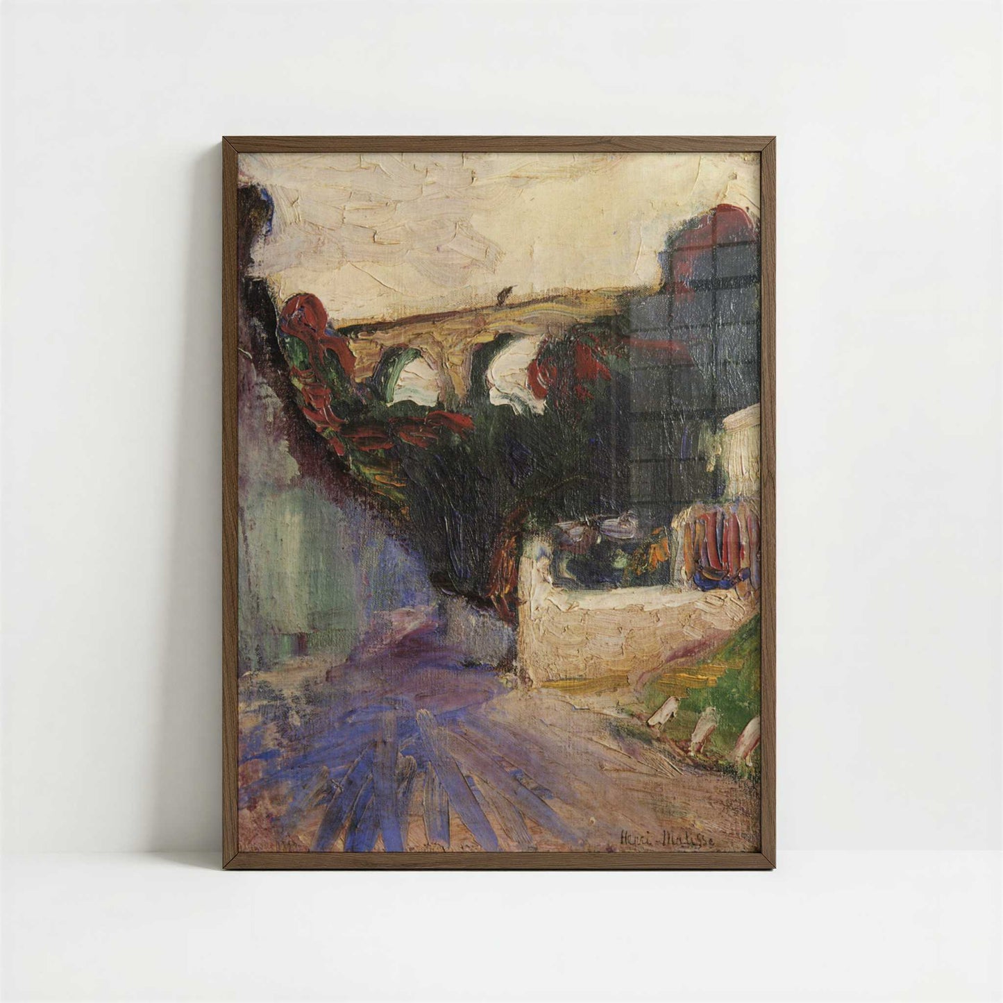 The Bridge (1898) by Henri Matisse – Art Print - Art print in dark wood frame
