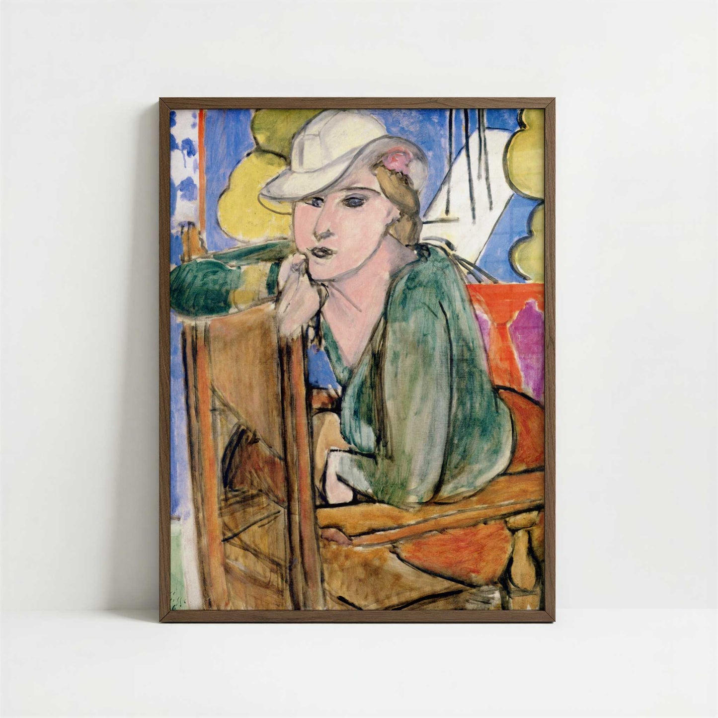 The Green Blouse (1936) by Henri Matisse – Art Print - Art print in dark wood frame