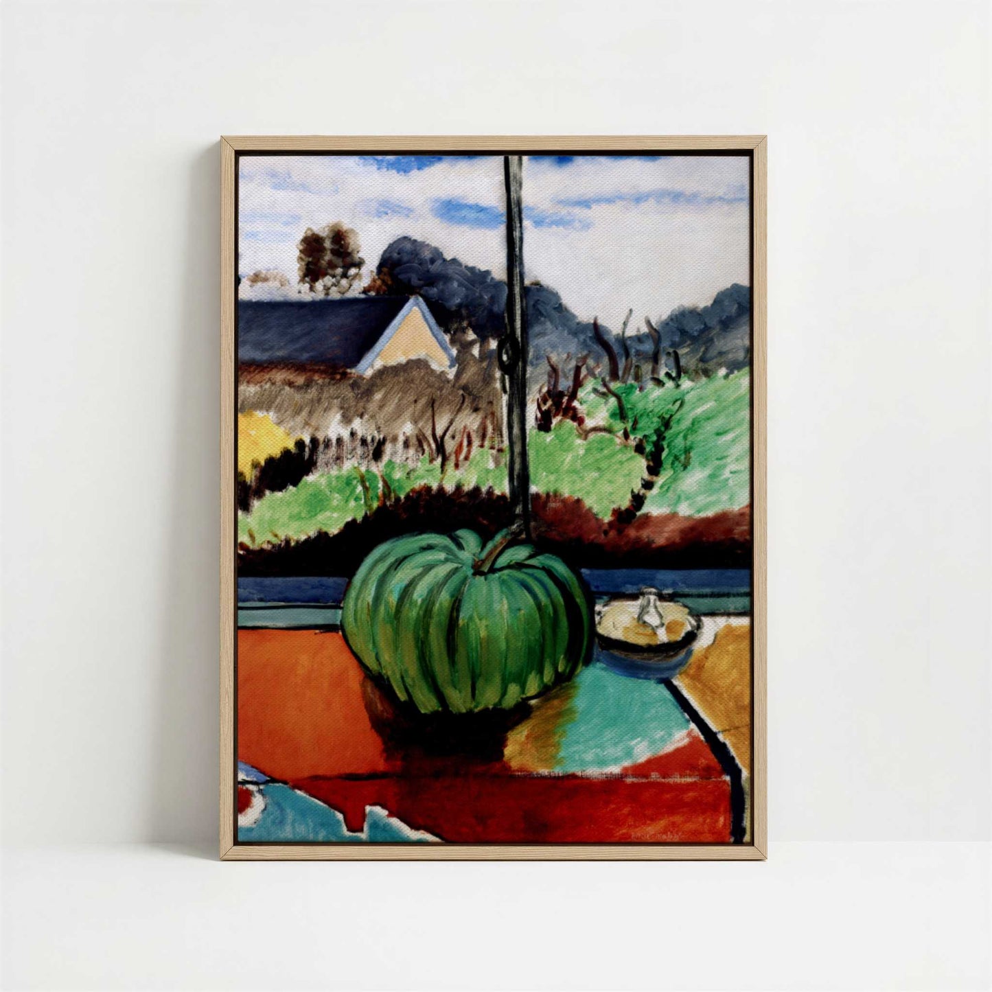Framed Canvas - Framed canvas in oak color frame