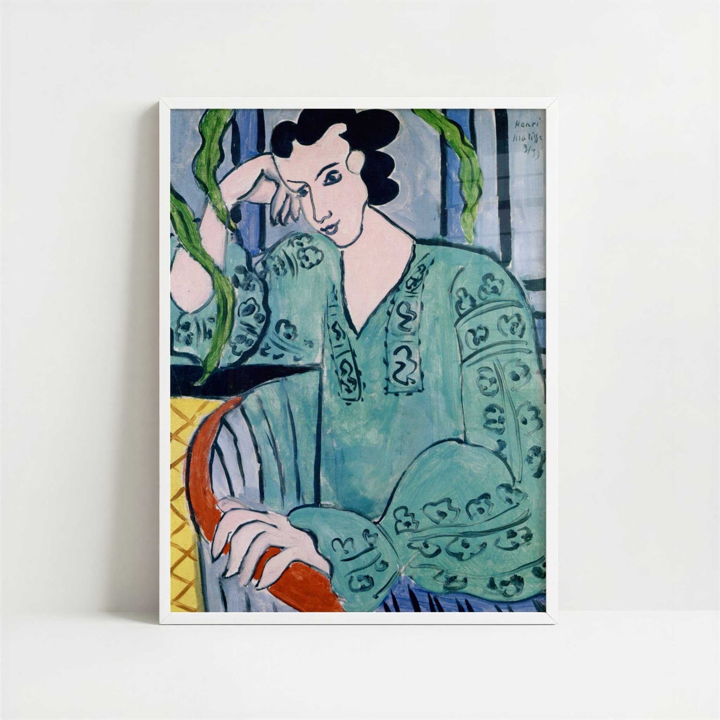 The Green Romanian Blouse (1939) by Henri Matisse – Art Print - Art print in white frame