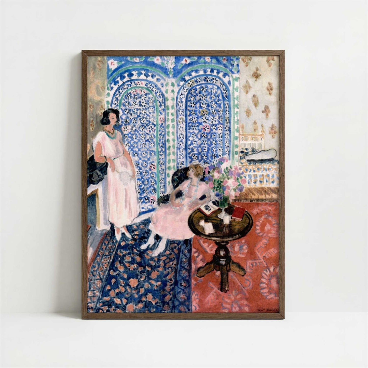 The Moorish Screen (1921) by Henri Matisse – Art Print - Art print in dark wood frame