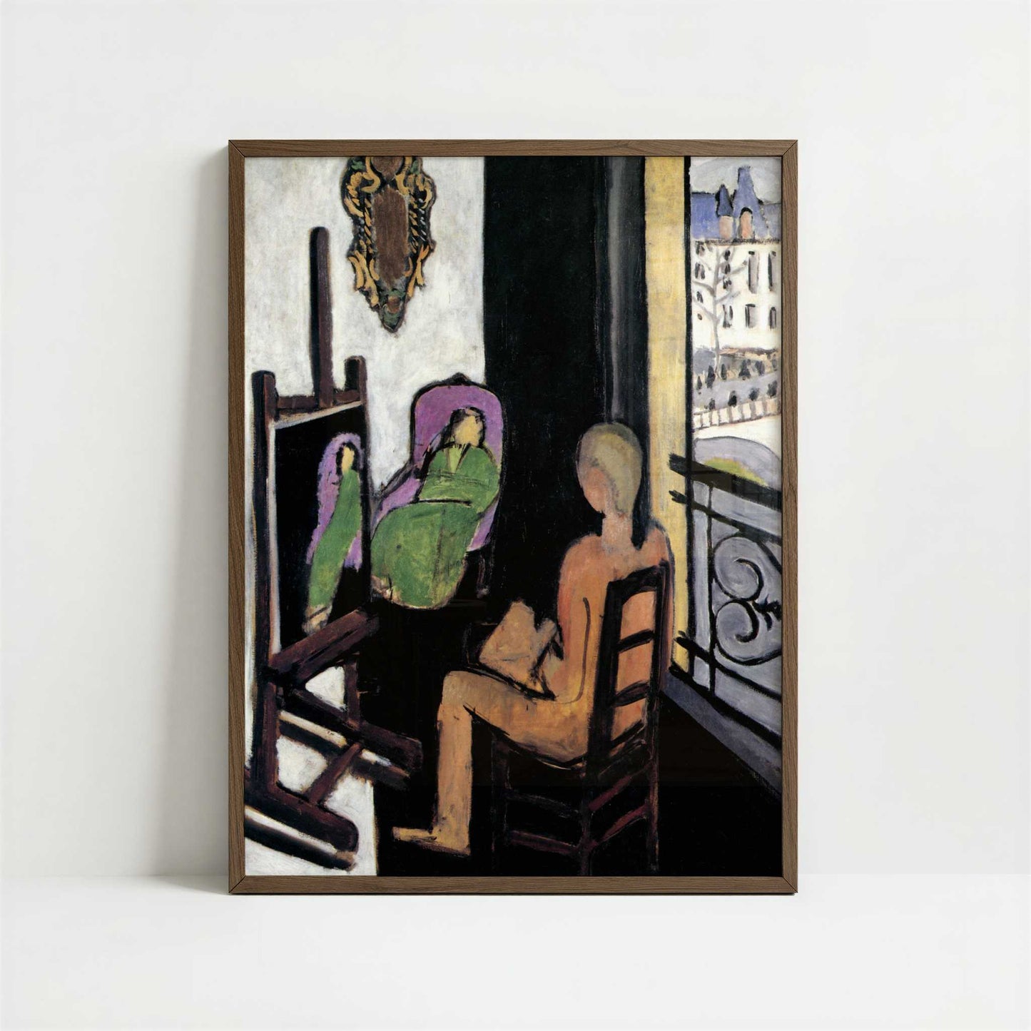 The Painter & his Model (1917) by Henri Matisse – Art Print - Art print in dark wood frame