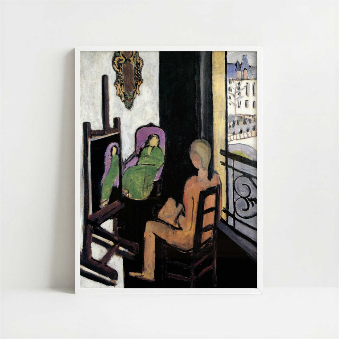 The Painter & his Model (1917) by Henri Matisse – Art Print - Art print in white frame