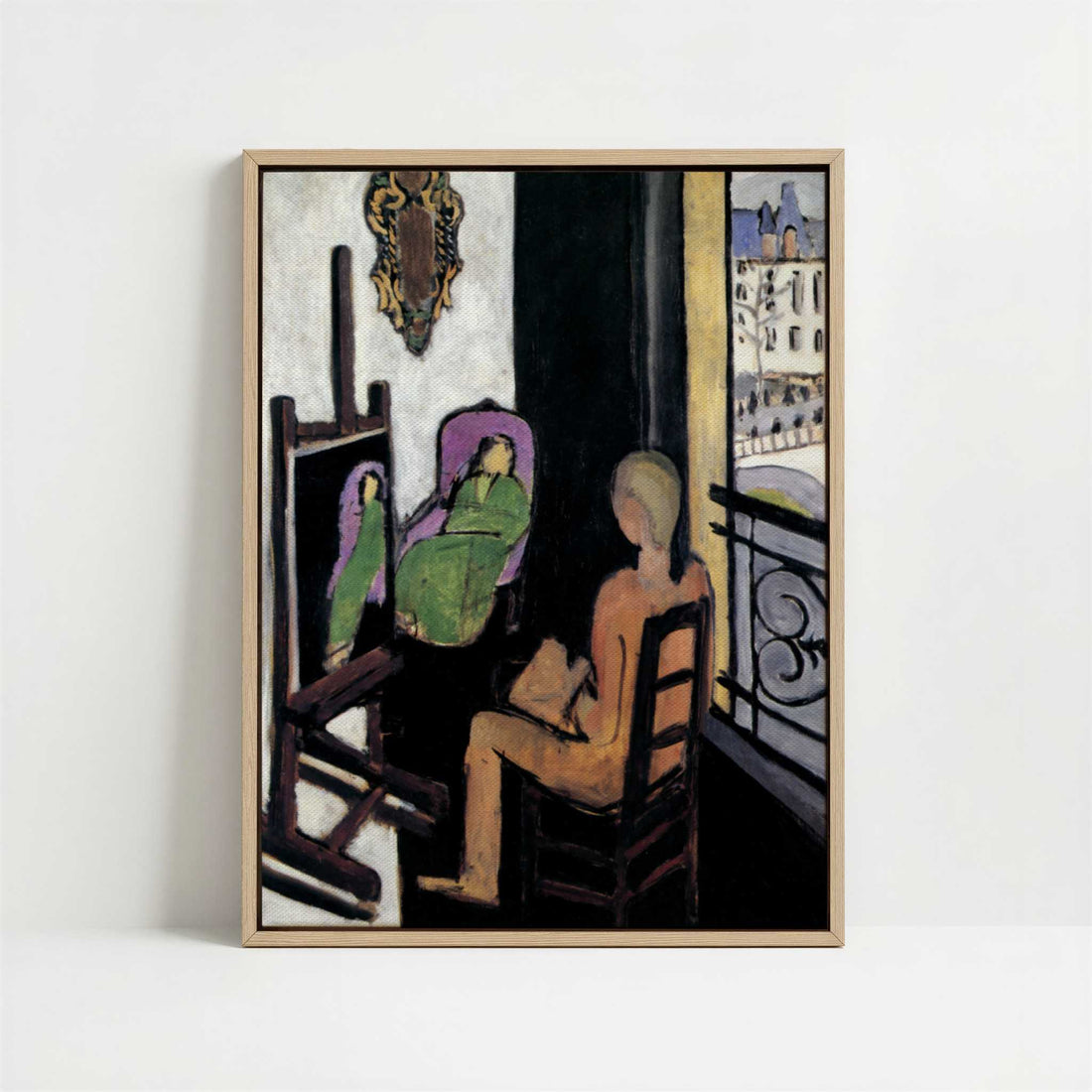 Framed Canvas - Framed canvas in oak color frame