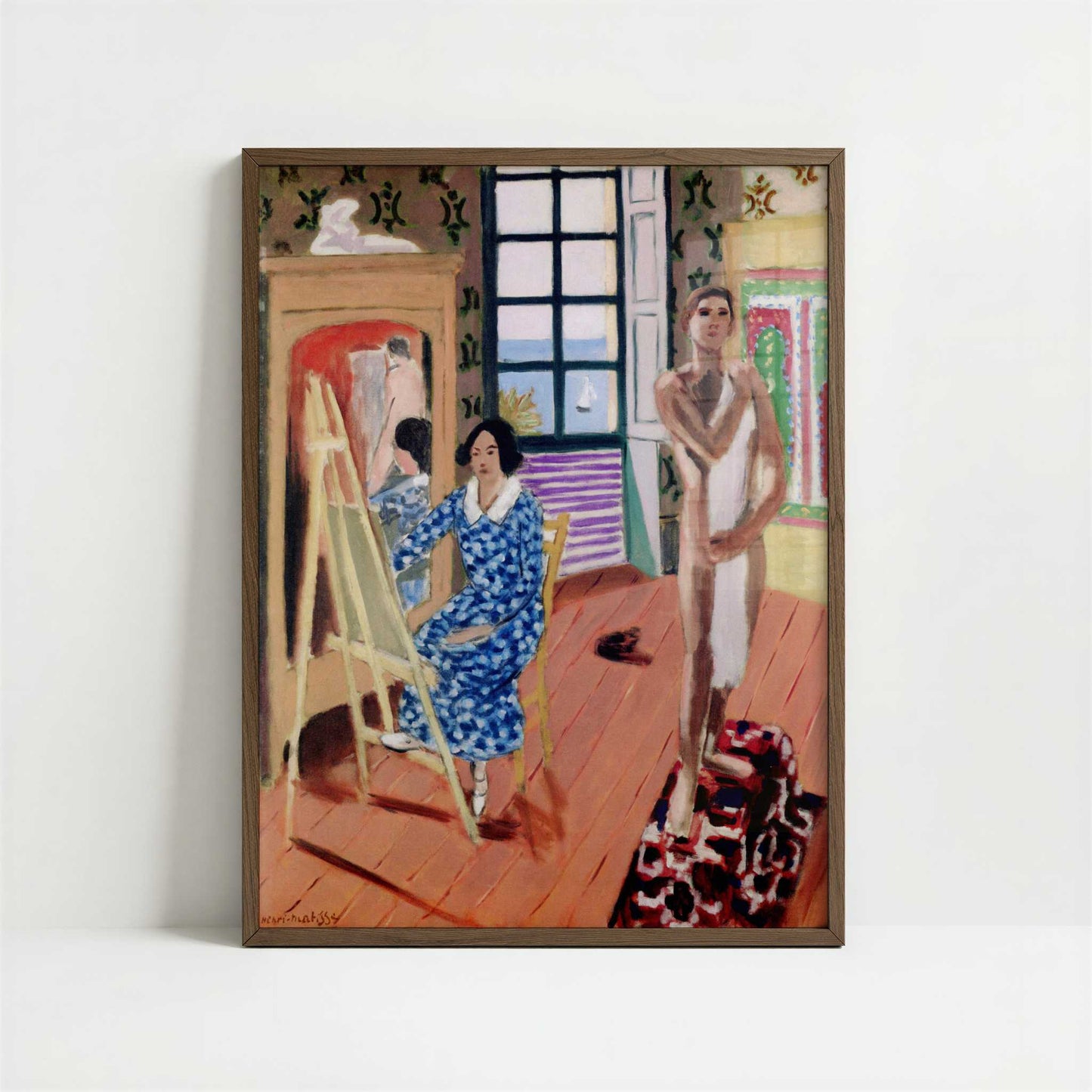 The Three o'Clock Sitting (1924) by Henri Matisse – Art Print - Art print in dark wood frame