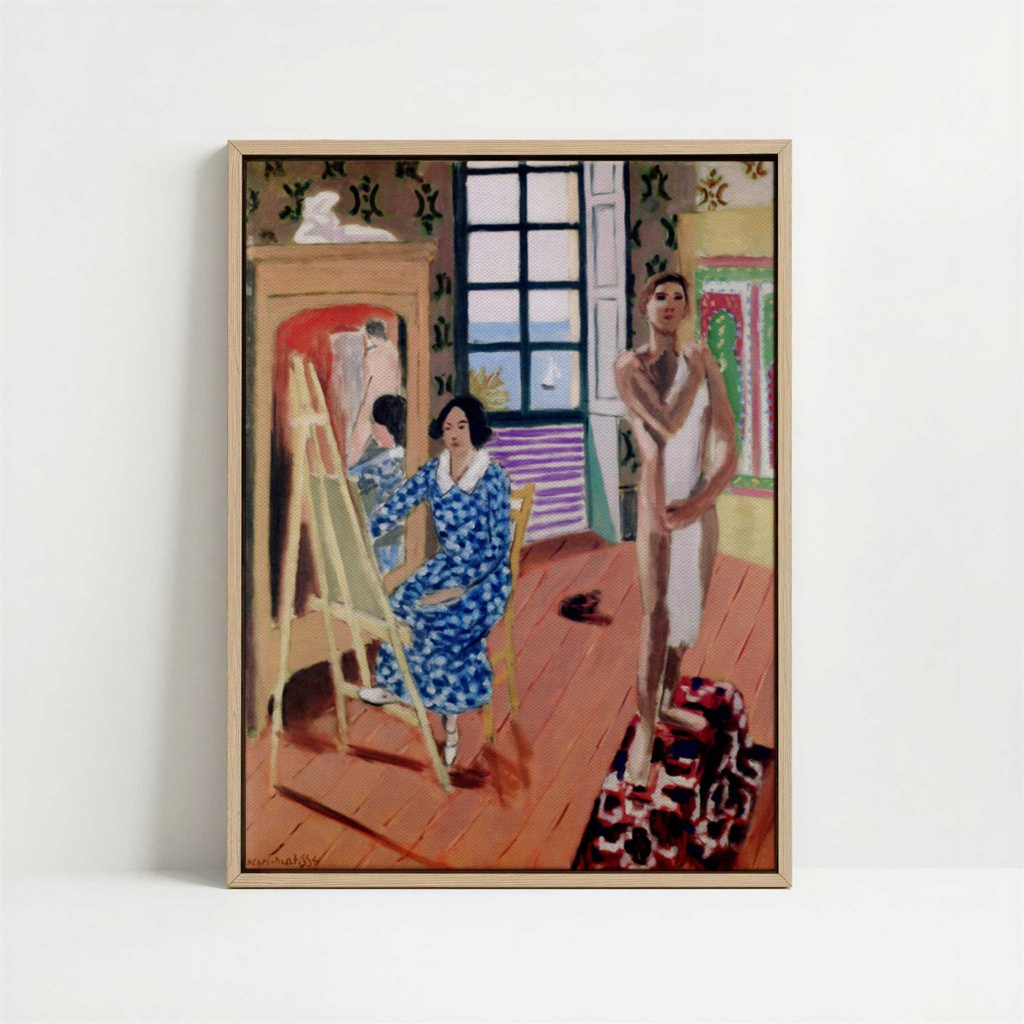 Framed Canvas - Framed canvas in oak color frame