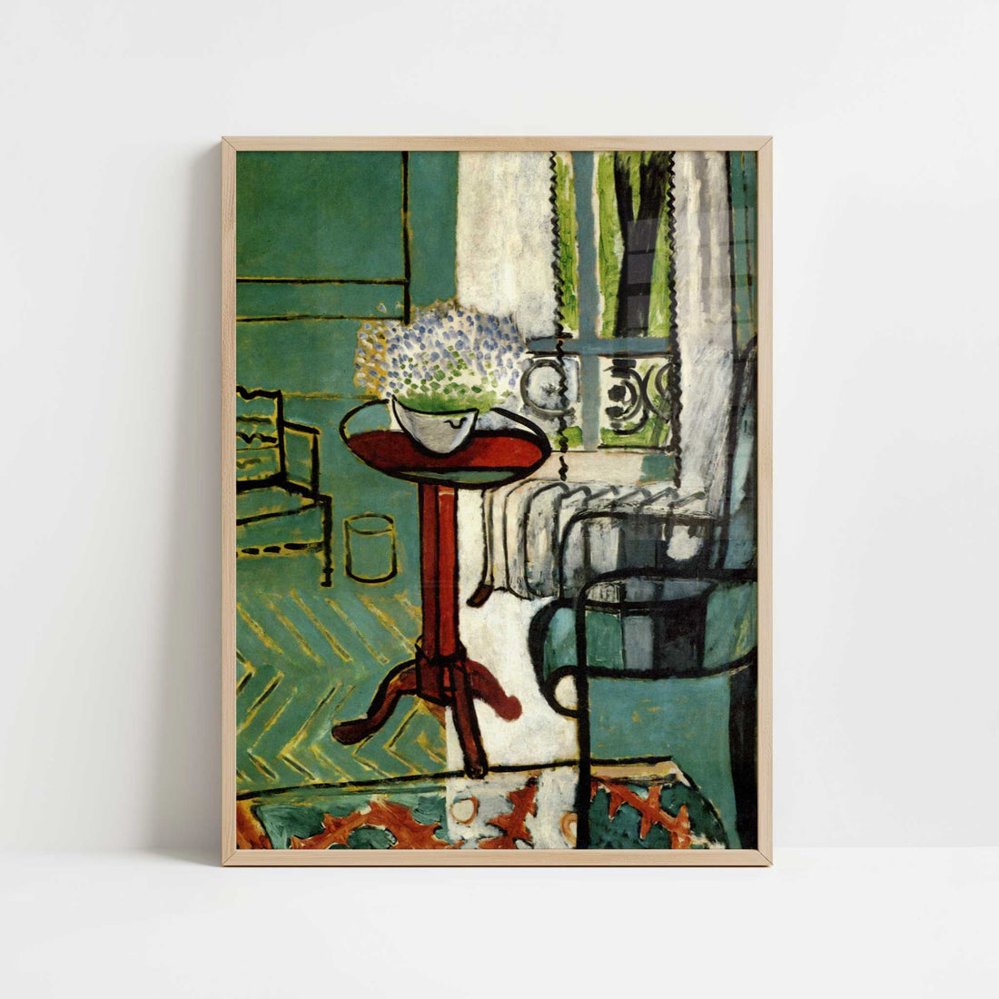 The Window (Interior with Forget-me-Nots) (1916) by Henri Matisse – Art Print - Art print in oak frame