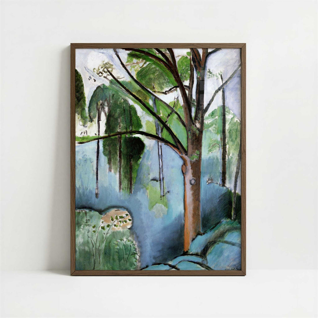 Tree near Trivaux Pond (1916-17) by Henri Matisse – Art Print - Art print in dark wood frame