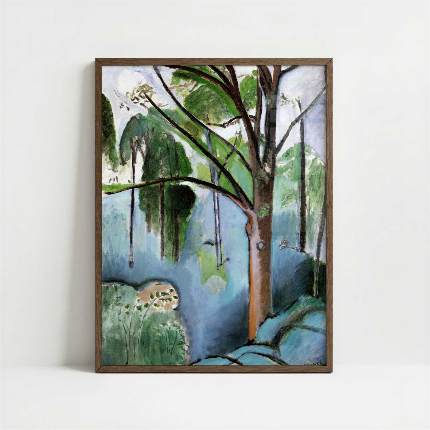 Tree near Trivaux Pond (1916-17) by Henri Matisse – Art Print - Art print in dark wood frame