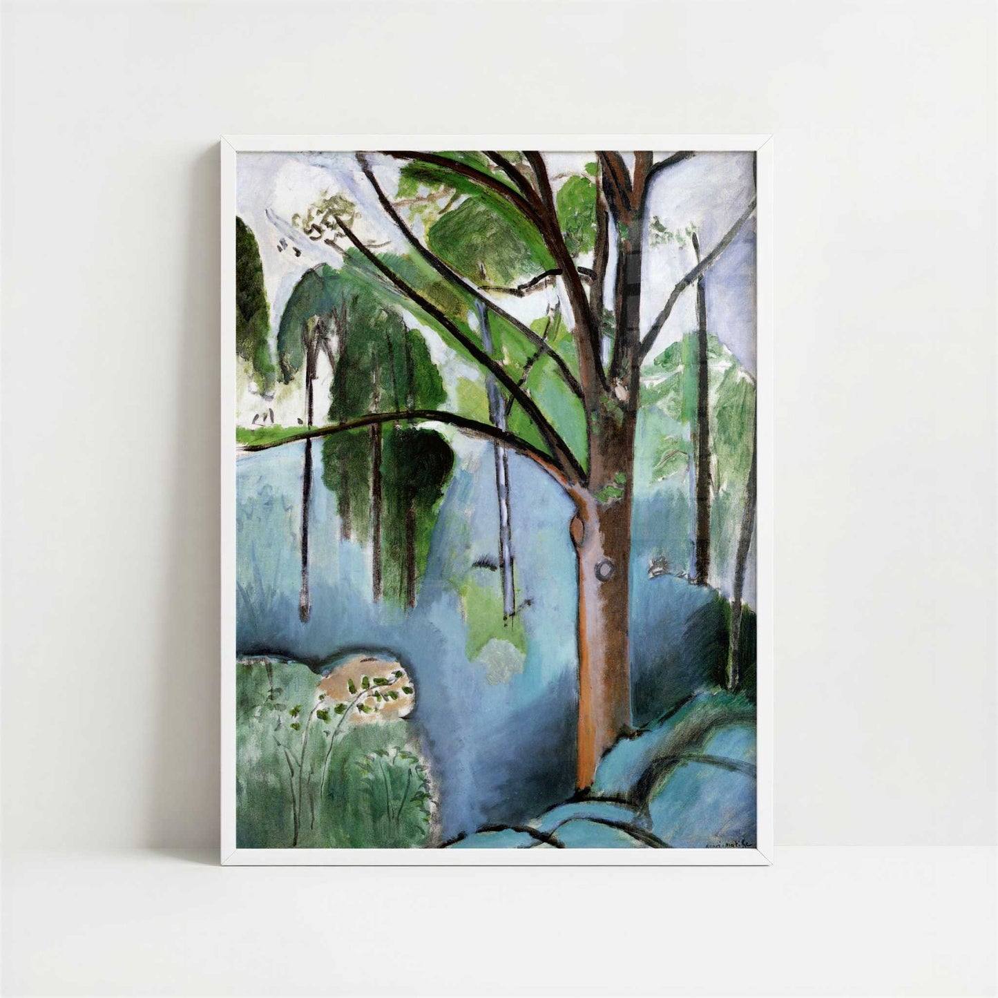 Tree near Trivaux Pond (1916-17) by Henri Matisse – Art Print - Art print in white frame