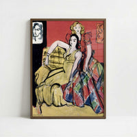 Two Young Girls in Yellow Dress and Tartan Dress (1941) by Henri Matisse – Art Print - Art print in dark wood frame