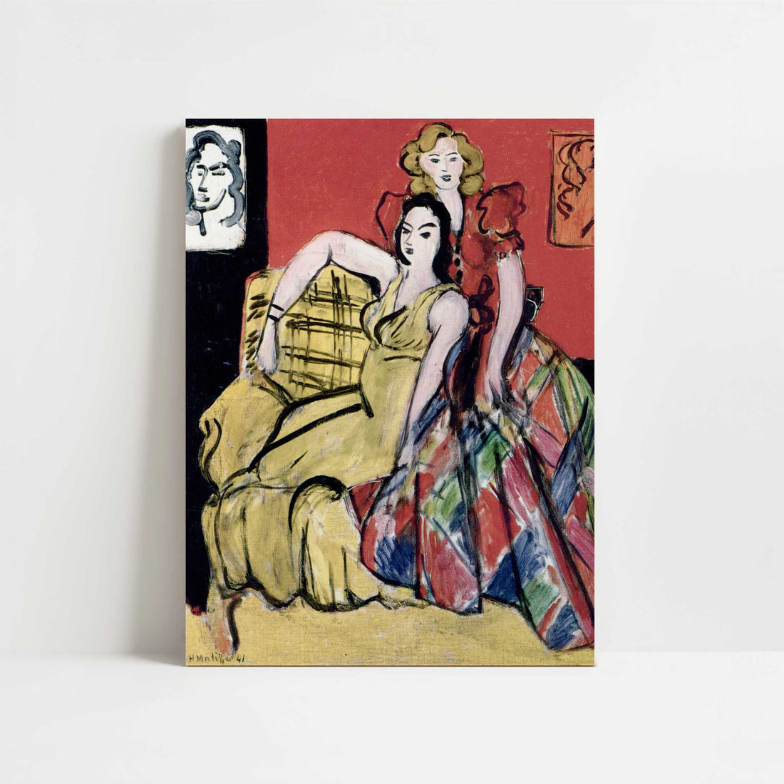 Two Young Girls in Yellow Dress and Tartan Dress (1941) by Henri Matisse – Art Print - Unframed art print