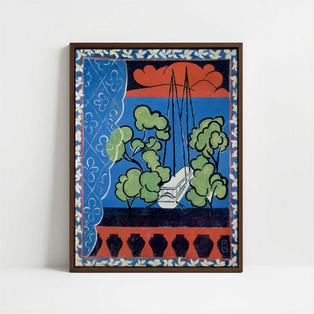 Framed Canvas - Framed canvas in dark wood color frame