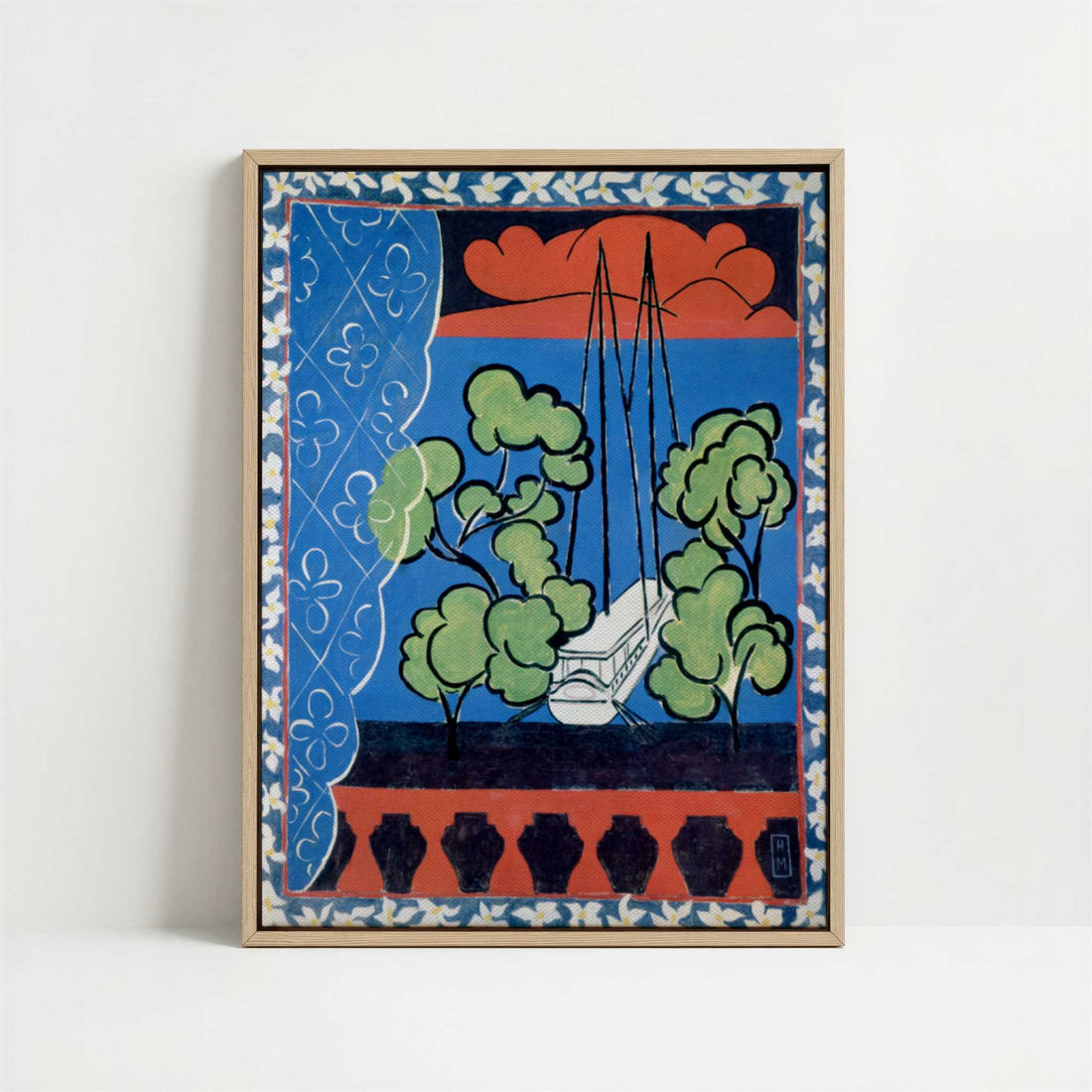 Framed Canvas - Framed canvas in oak color frame