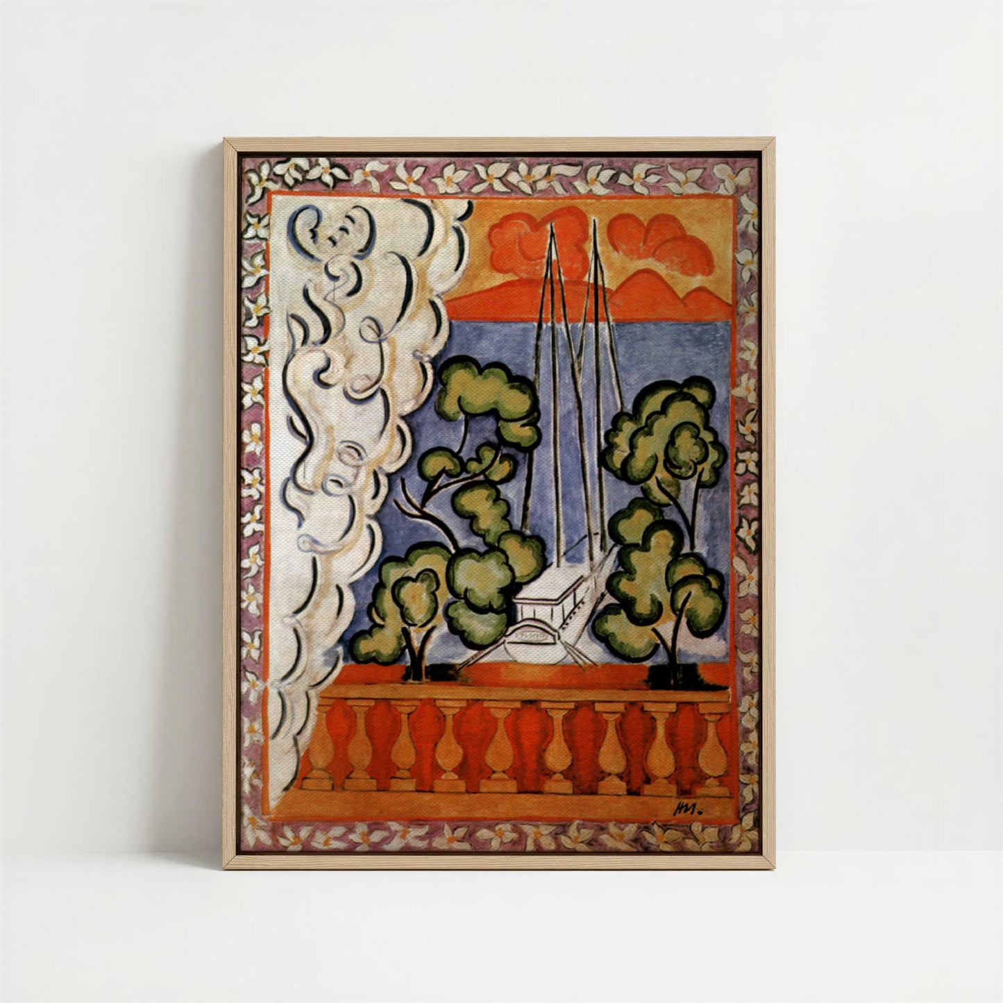 Framed Canvas - Framed canvas in oak color frame
