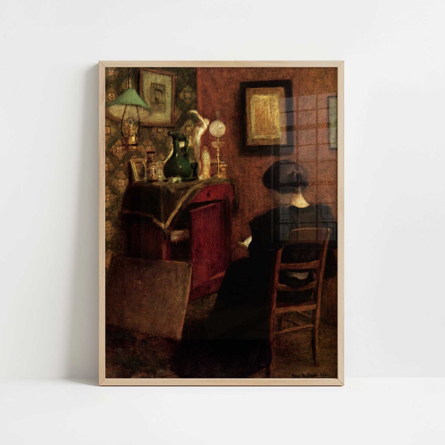 Woman Reading (c.1894) by Henri Matisse – Art Print - Art print in oak frame